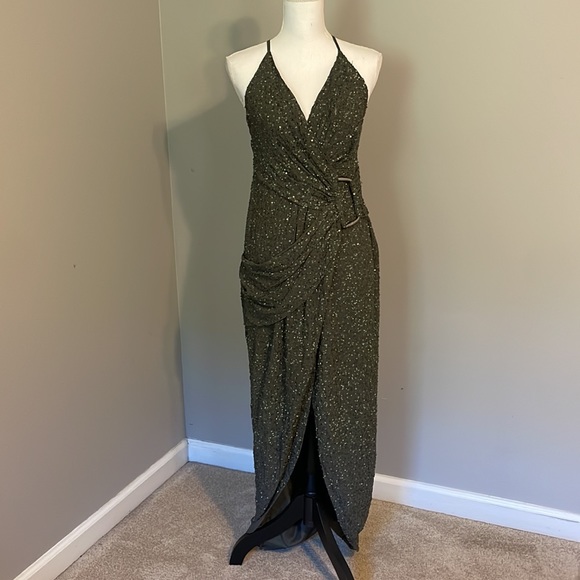 ASOS Design khaki green sequins dress - Picture 6 of 7